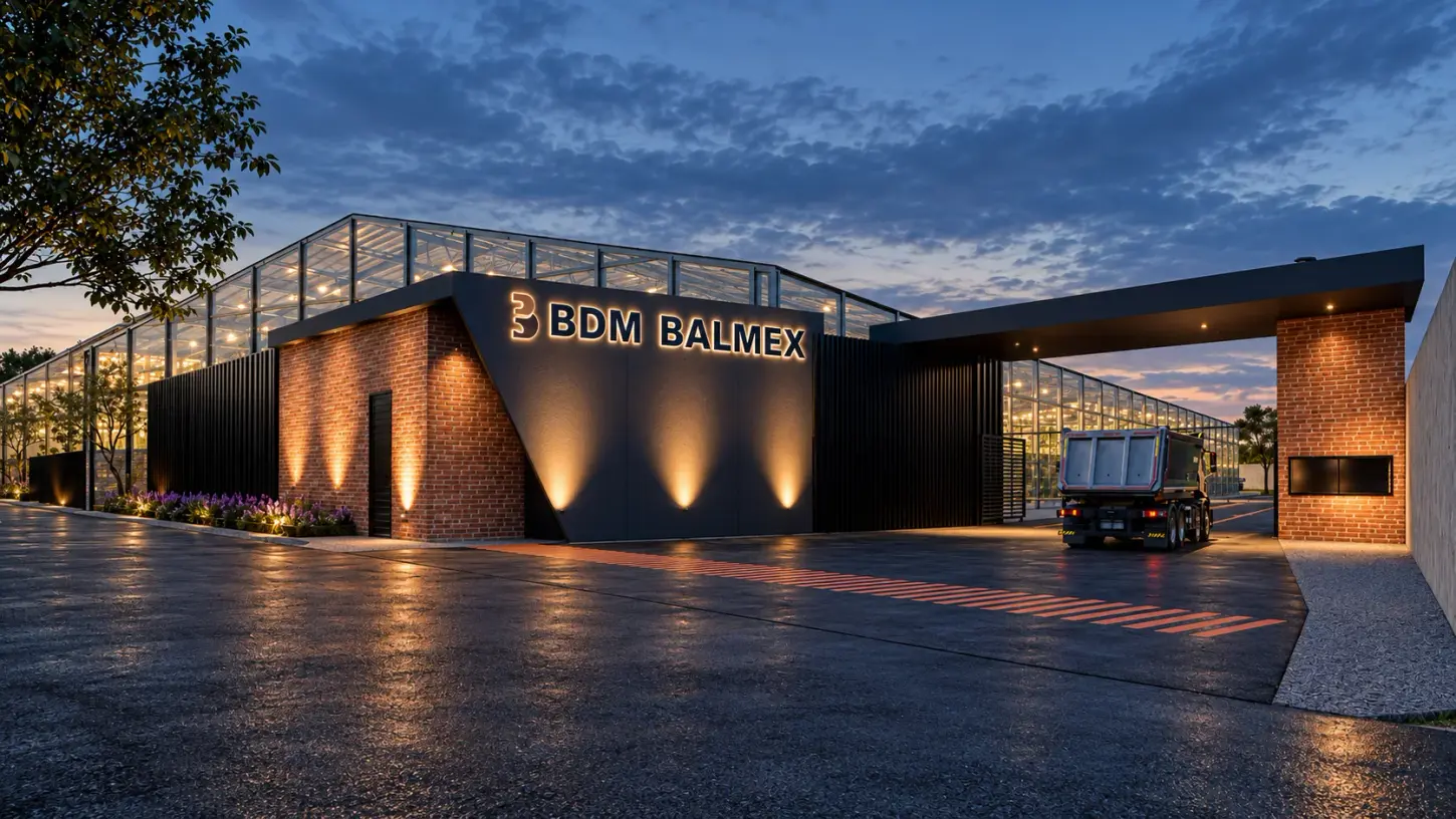 Entrance with the BDM Balmex sign at night